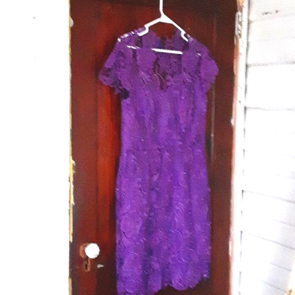 Decode 1.8 sz 12 pit 18 inches plum lace lined mother of the bride dress - Picture 1 of 8